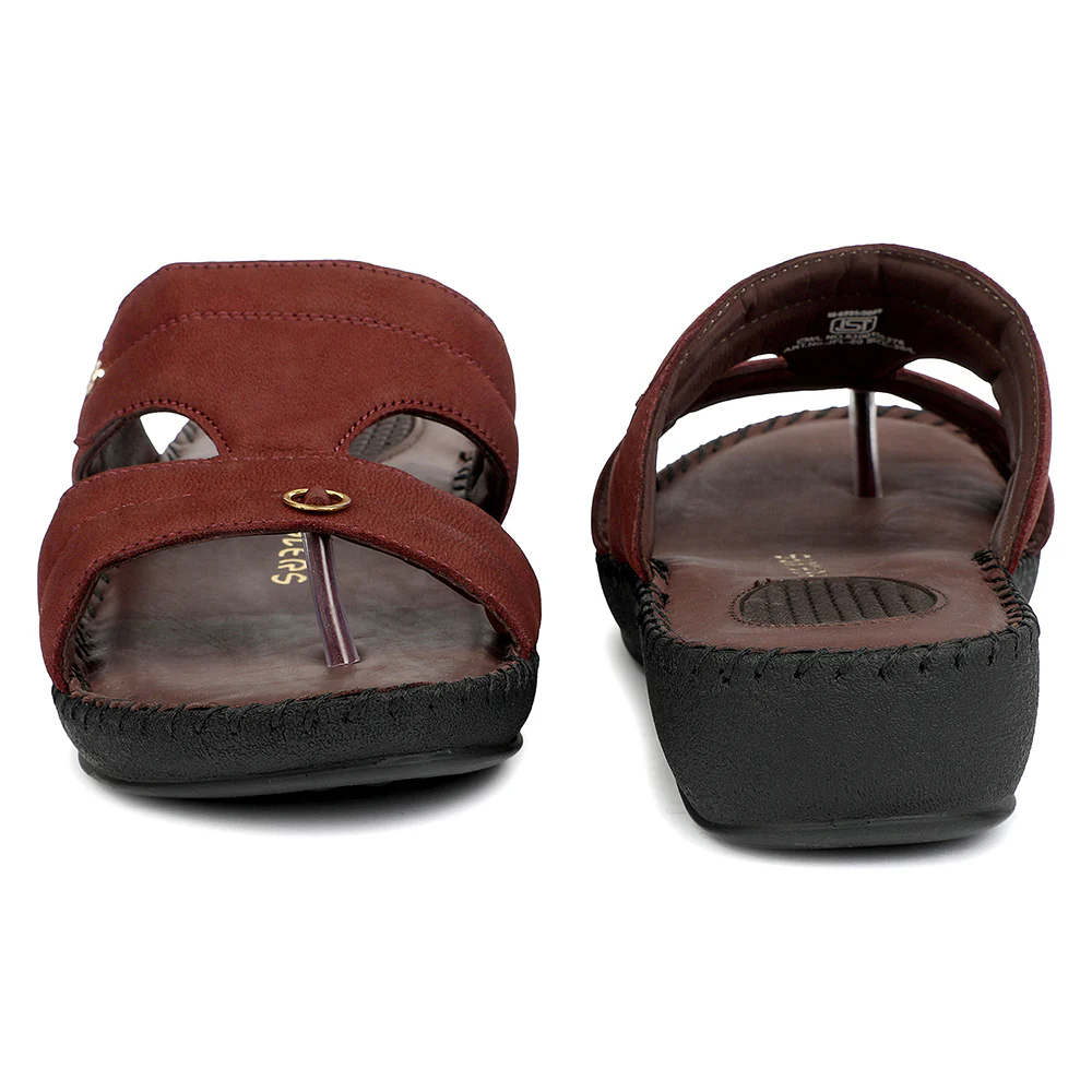 Healers Maroon Casual Flat Sandal for Women JFL-80 by Liberty - Image 6