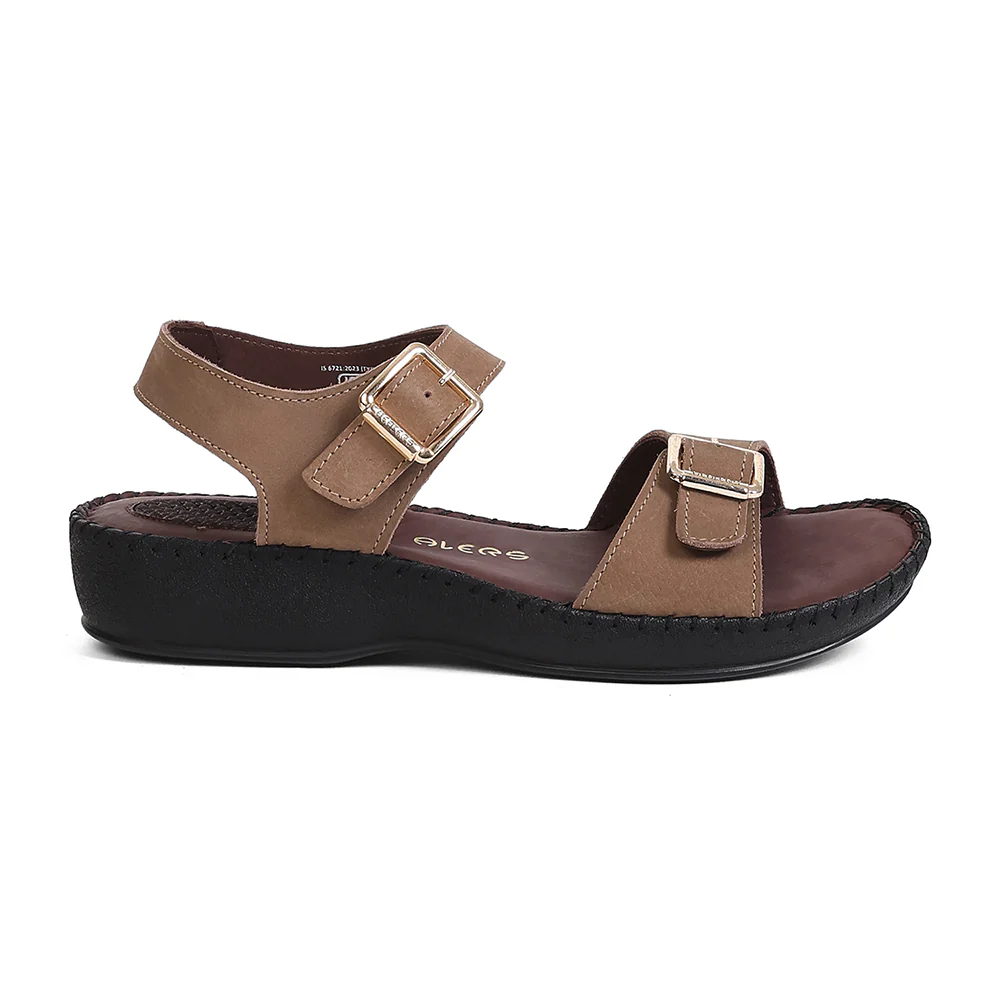 Healers MDG-4 Women's Brown Casual Sandals - EVERYDAY COMFORT with Premium Nubuck Upper - Image 2
