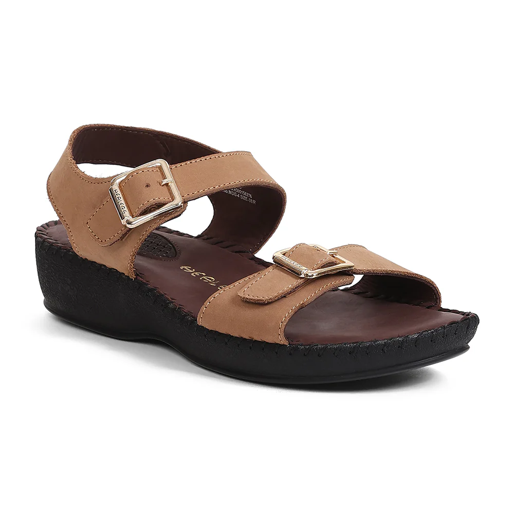 Healers MDG-4 Women's Tan Casual Sandals - EVERYDAY COMFORT with Premium Nubuck Upper