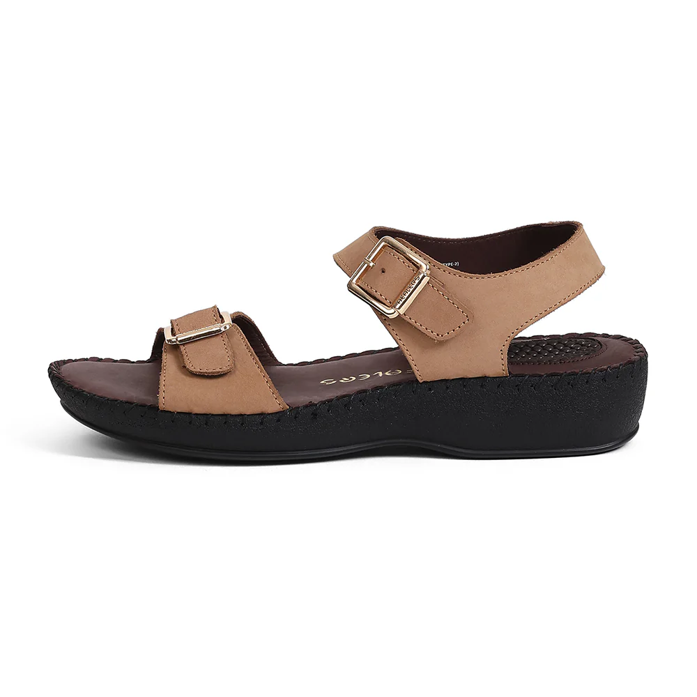 Healers MDG-4 Women's Tan Casual Sandals - EVERYDAY COMFORT with Premium Nubuck Upper - Image 5