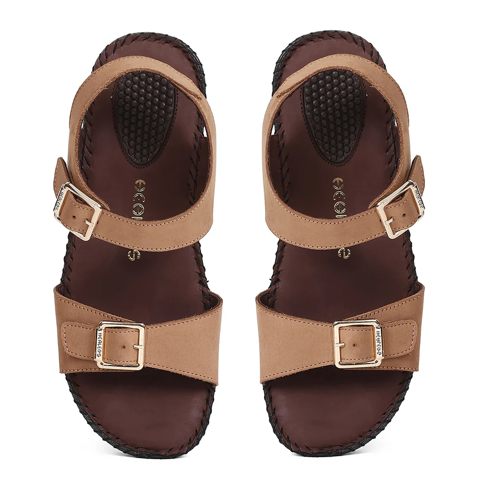 Healers MDG-4 Women's Tan Casual Sandals - EVERYDAY COMFORT with Premium Nubuck Upper - Image 6