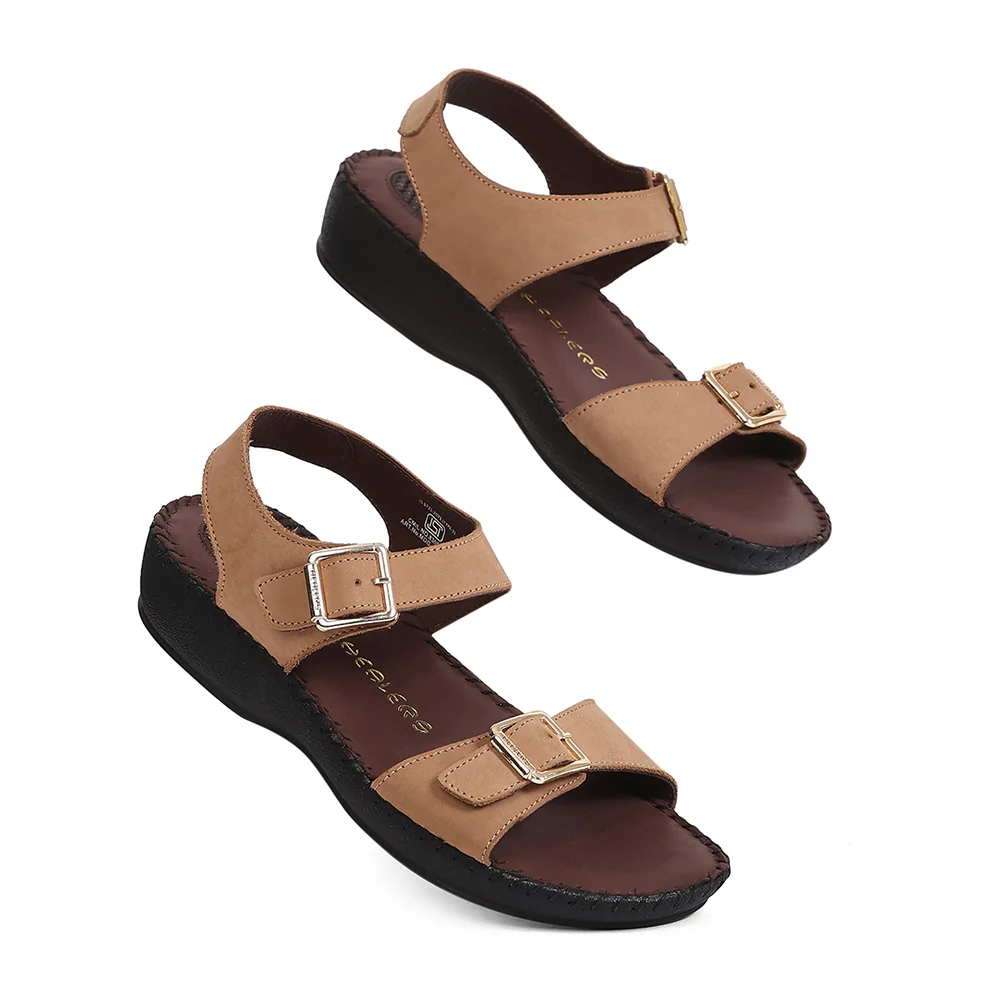 Healers MDG-4 Women's Tan Casual Sandals - EVERYDAY COMFORT with Premium Nubuck Upper - Image 7