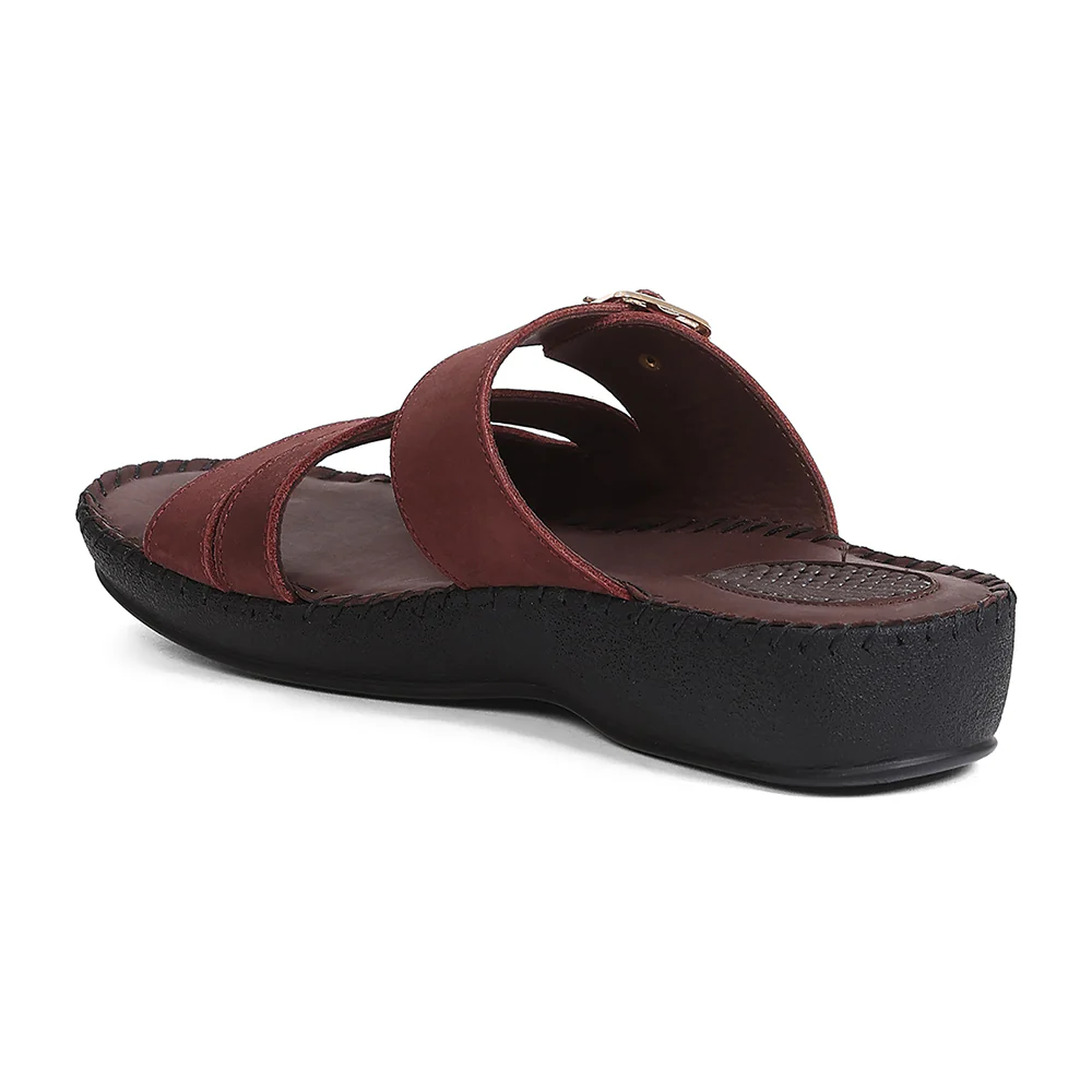 Healers MDG-5 Women's Maroon Casual Sandals - EVERYDAY COMFORT with Premium Nubuck Upper - Image 3