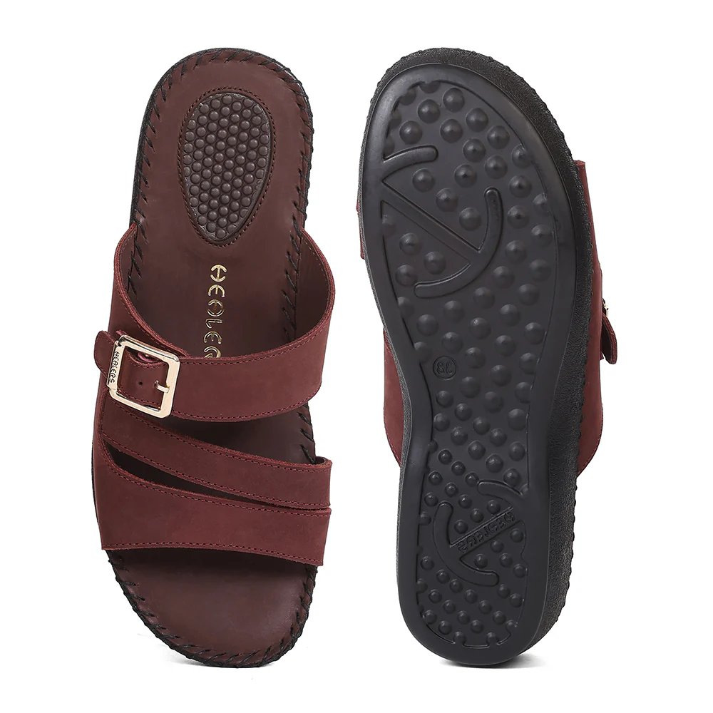 Healers MDG-5 Women's Maroon Casual Sandals - EVERYDAY COMFORT with Premium Nubuck Upper - Image 4