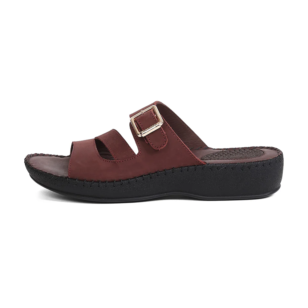 Healers MDG-5 Women's Maroon Casual Sandals - EVERYDAY COMFORT with Premium Nubuck Upper - Image 5