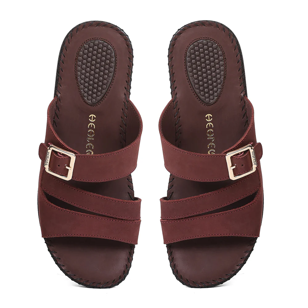 Healers MDG-5 Women's Maroon Casual Sandals - EVERYDAY COMFORT with Premium Nubuck Upper - Image 6