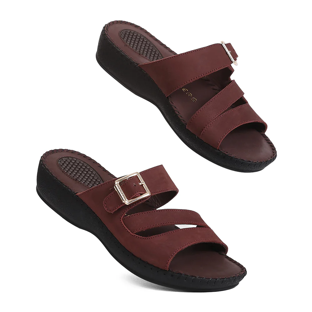 Healers MDG-5 Women's Maroon Casual Sandals - EVERYDAY COMFORT with Premium Nubuck Upper - Image 7