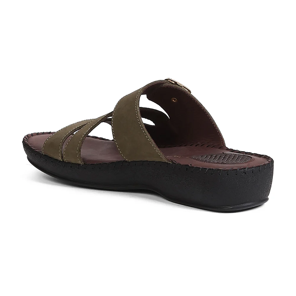 Healers MDG-5 Women's Olive Green Casual Sandals - EVERYDAY COMFORT with Premium Nubuck Upper - Image 3
