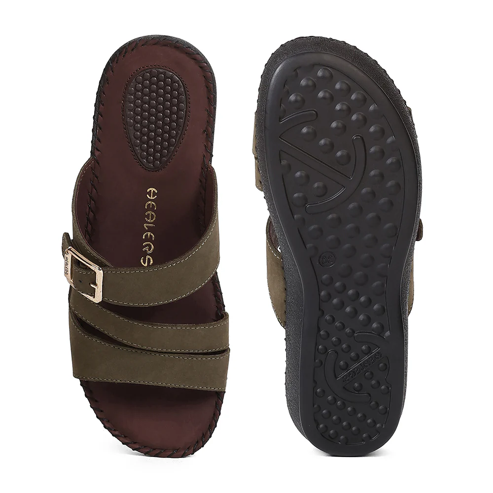 Healers MDG-5 Women's Olive Green Casual Sandals - EVERYDAY COMFORT with Premium Nubuck Upper - Image 4