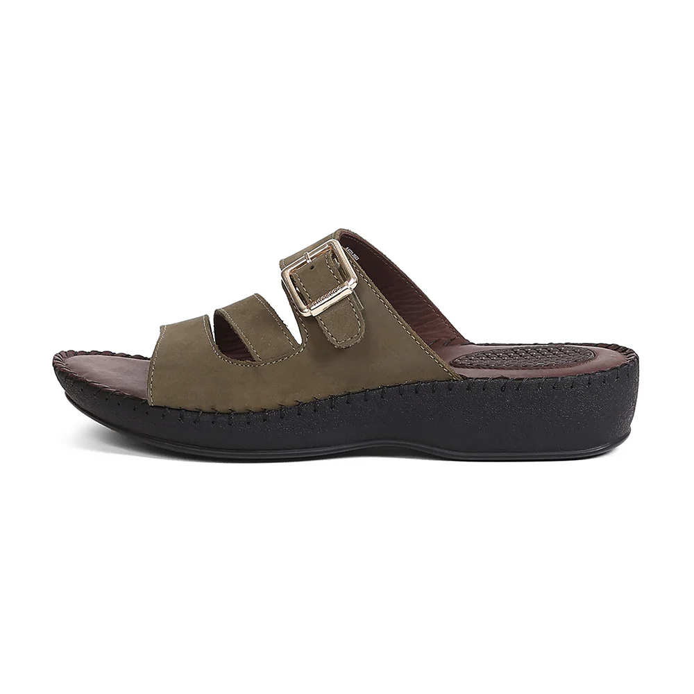 Healers MDG-5 Women's Olive Green Casual Sandals - EVERYDAY COMFORT with Premium Nubuck Upper - Image 5