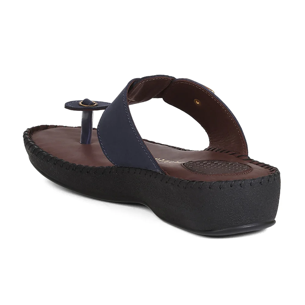 Healers MDG-6 Women's Navy Blue Casual Slippers - EVERYDAY COMFORT with Premium Nubuck Upper - Image 3