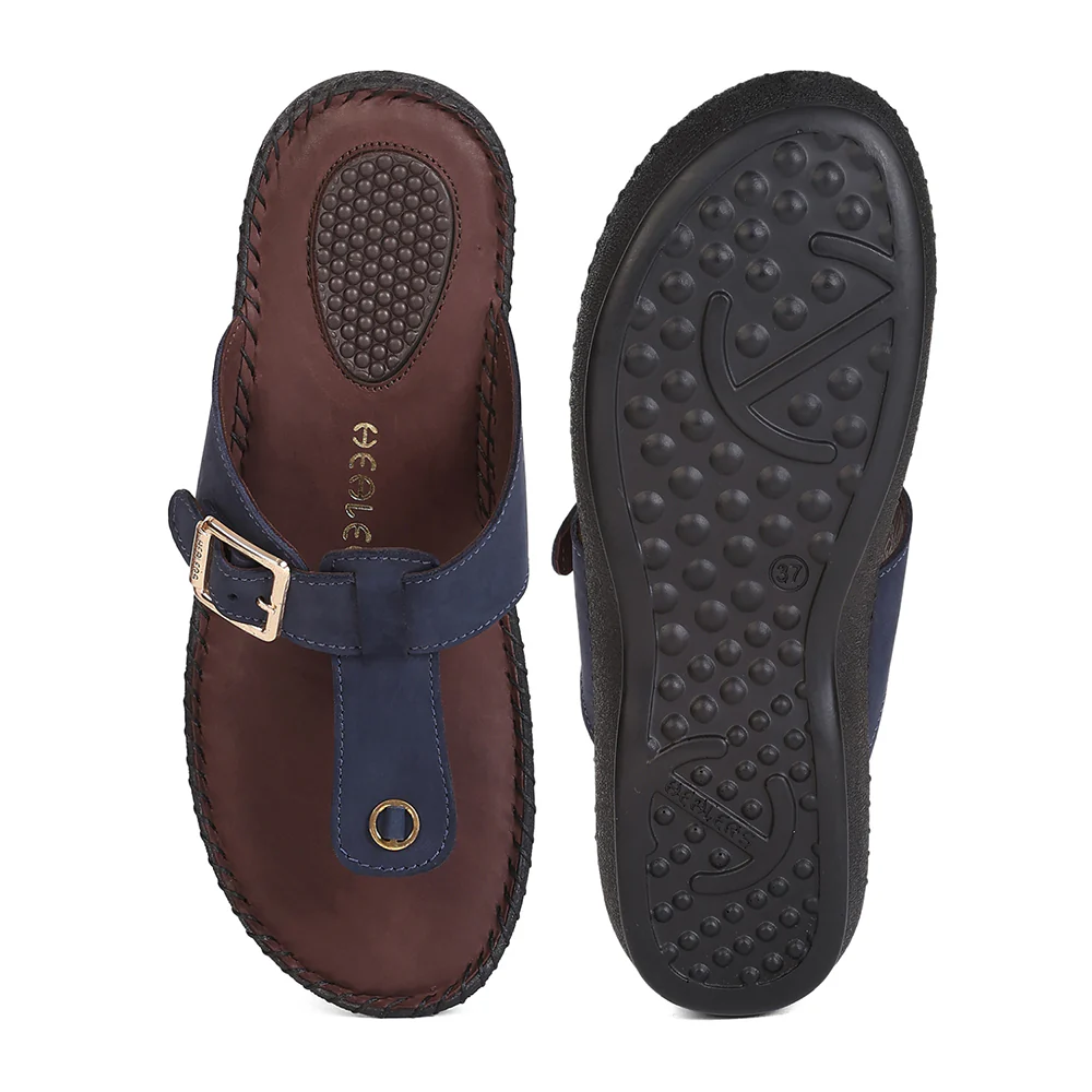 Healers MDG-6 Women's Navy Blue Casual Slippers - EVERYDAY COMFORT with Premium Nubuck Upper - Image 4