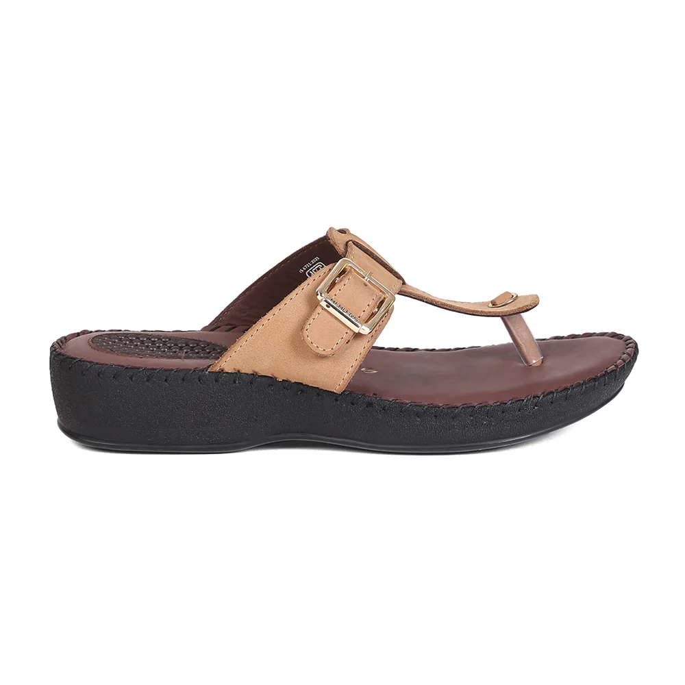 Healers MDG-6 Women's Tan Casual Slippers - EVERYDAY COMFORT with Premium Nubuck Upper - Image 2