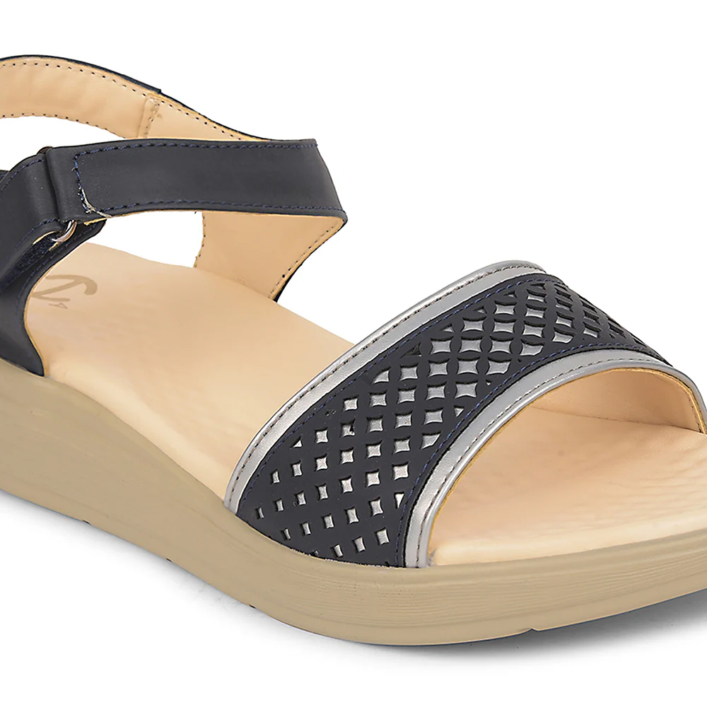 Healers Navy Blue Casual Sandal For Women SOFTER-6W By Liberty - Image 5
