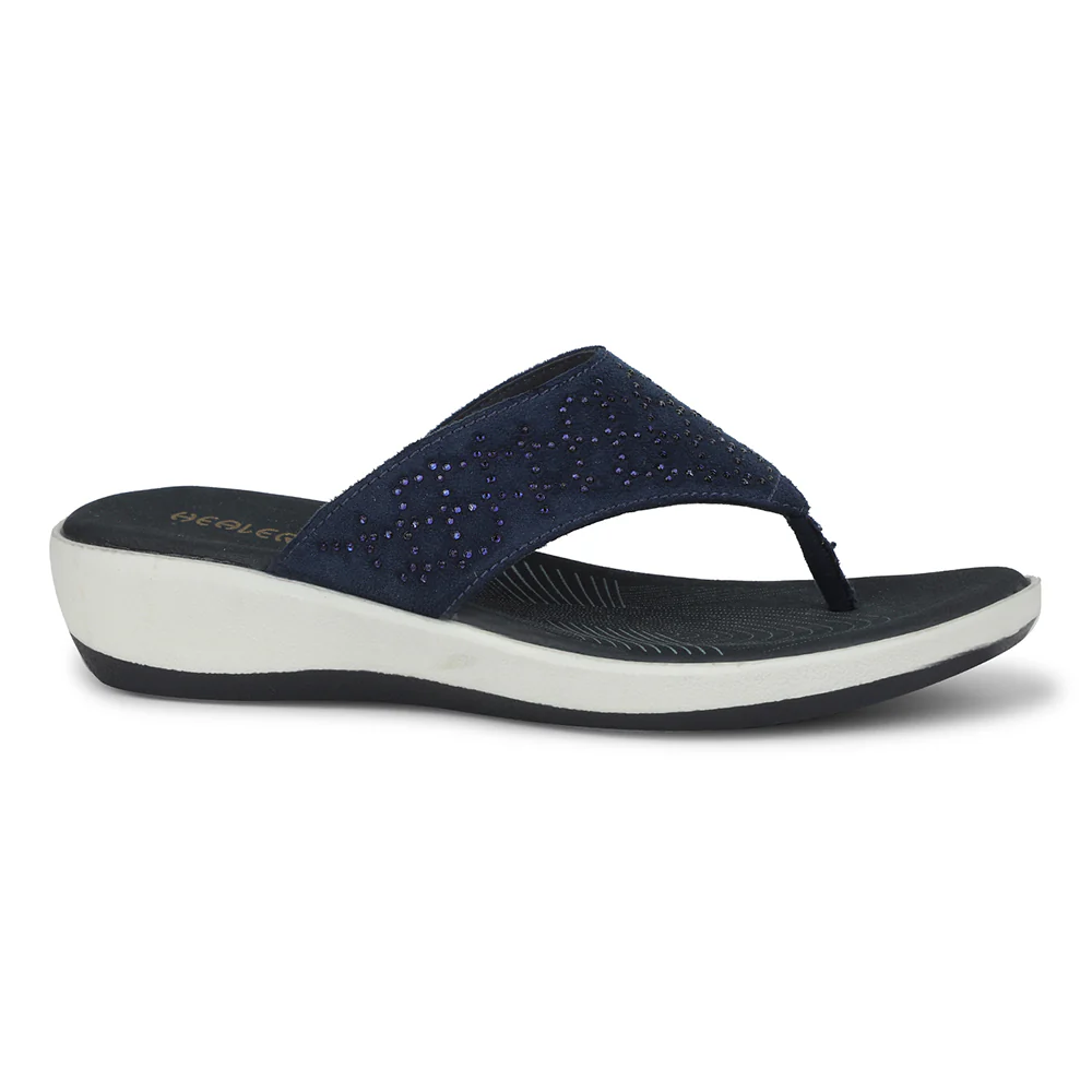 Healers Navy Blue Casual Slipper For Women JFL-54 By Liberty - Image 2