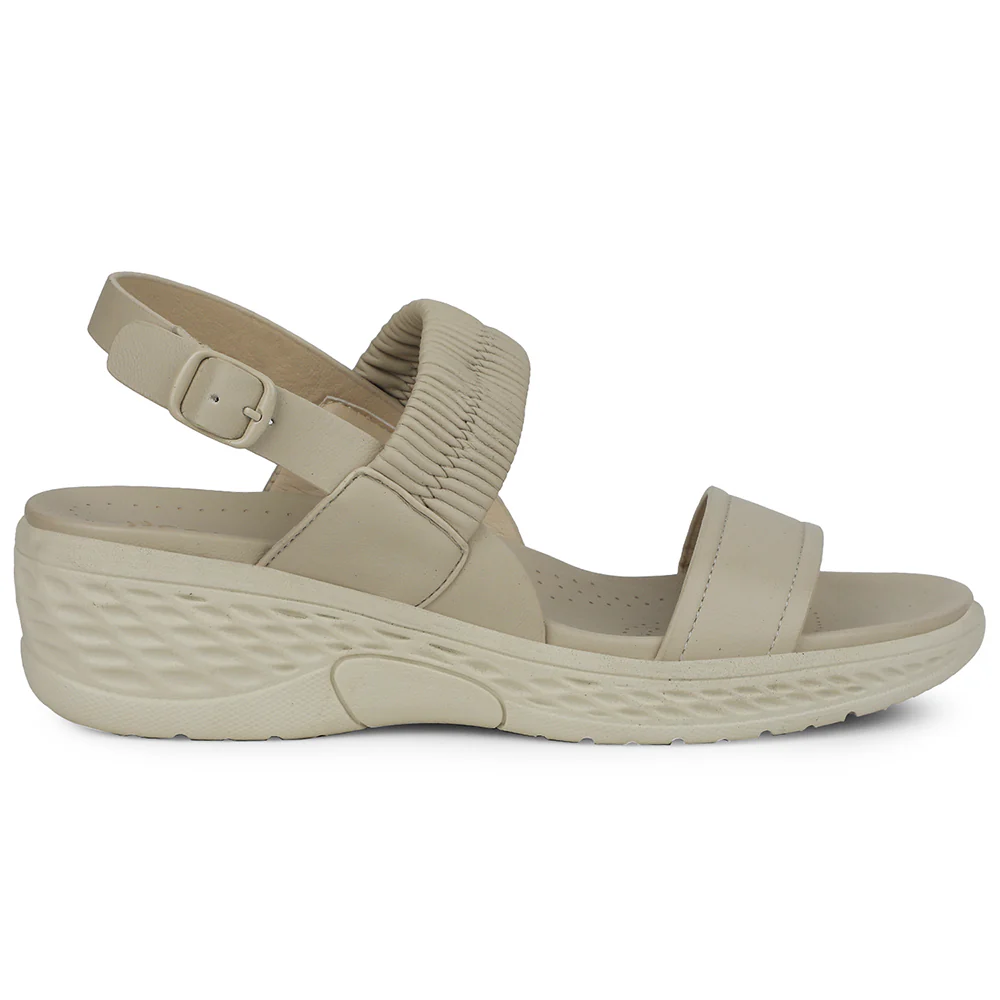 Healers Off White Wedge Heel Sandal For Women ZQ-FD-49 By Liberty - Image 2