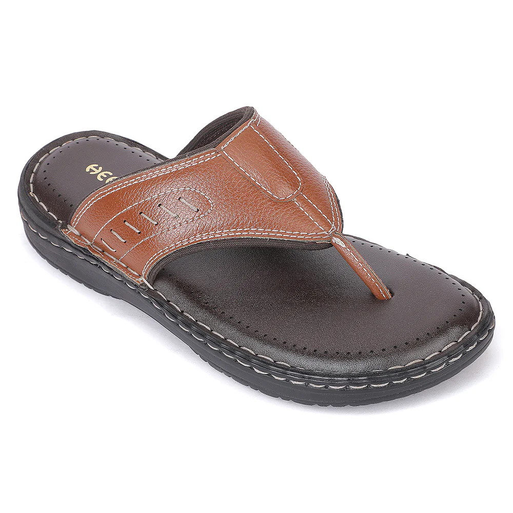 Healers OML-21E Tan Casual Slip on Slippers for Men by Liberty