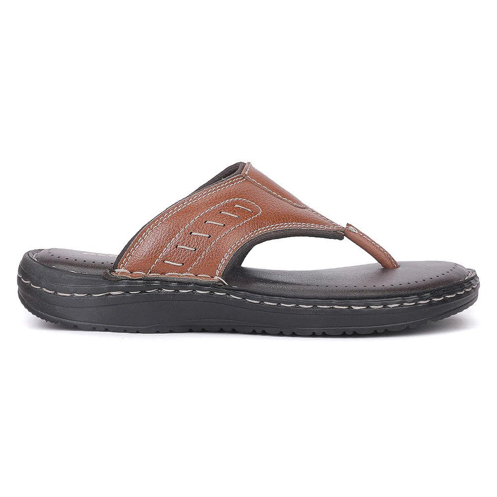 Healers OML-21E Tan Casual Slip on Slippers for Men by Liberty - Image 3