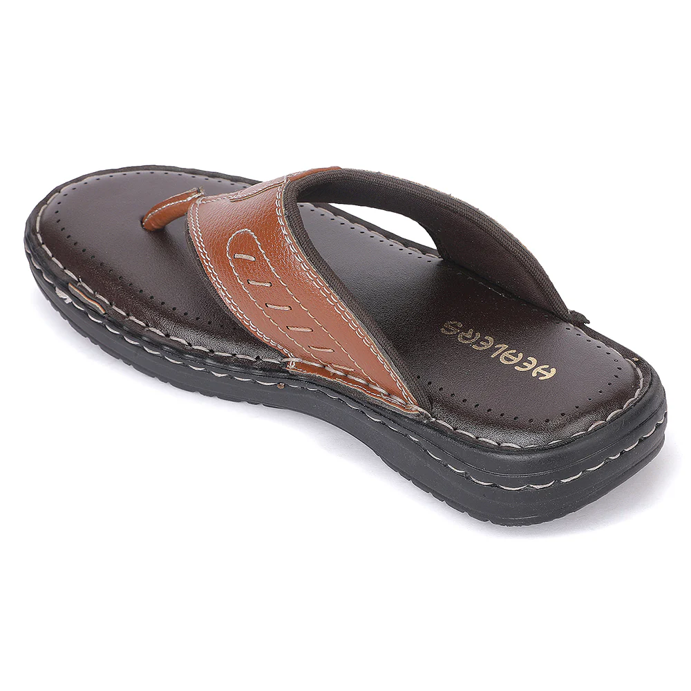 Healers OML-21E Tan Casual Slip on Slippers for Men by Liberty - Image 4