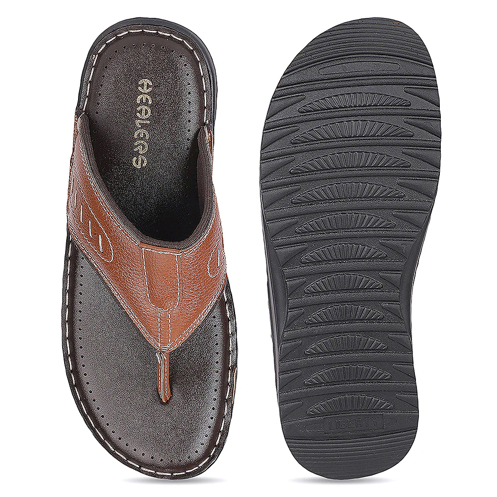 Healers OML-21E Tan Casual Slip on Slippers for Men by Liberty - Image 5