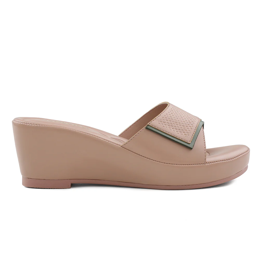 Healers Peach Wedge Heel Sandal For Women LNF-7 By Liberty - Image 2