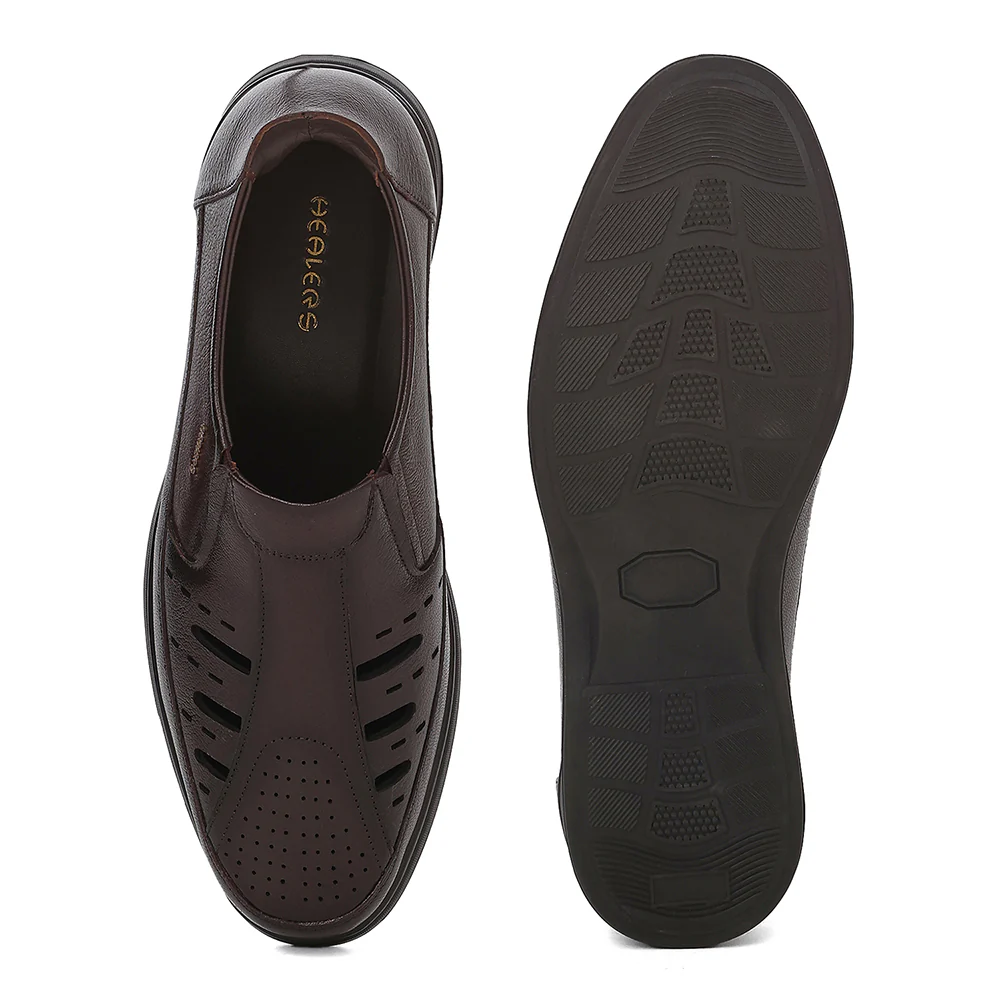 Healers RSL-5 Brown Formal Non Lacing Slip-on Shoes for Men by Liberty - Image 4