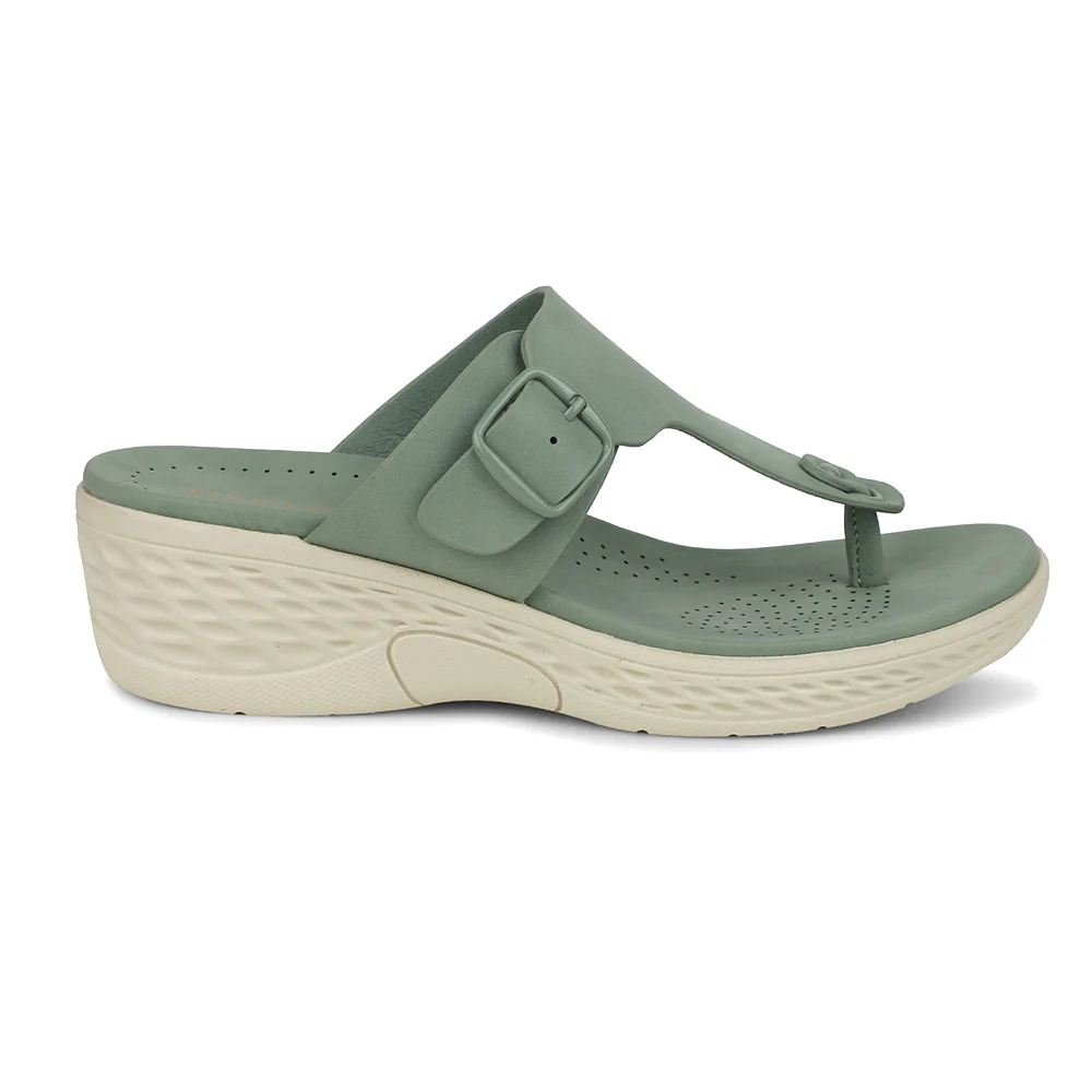 Healers Sea Green Wedge Heel Sandal For Women ZQ-FD-51 By Liberty - Image 2