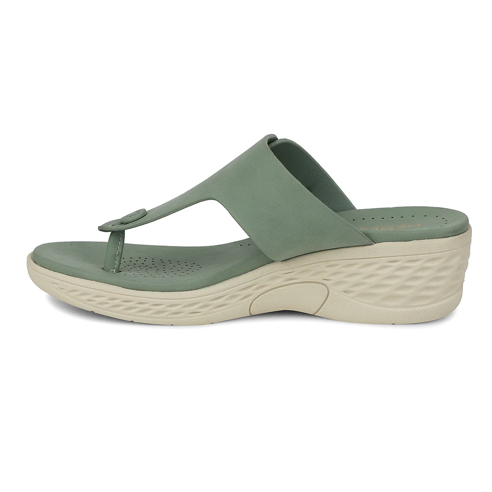 Healers Sea Green Wedge Heel Sandal For Women ZQ-FD-51 By Liberty - Image 3