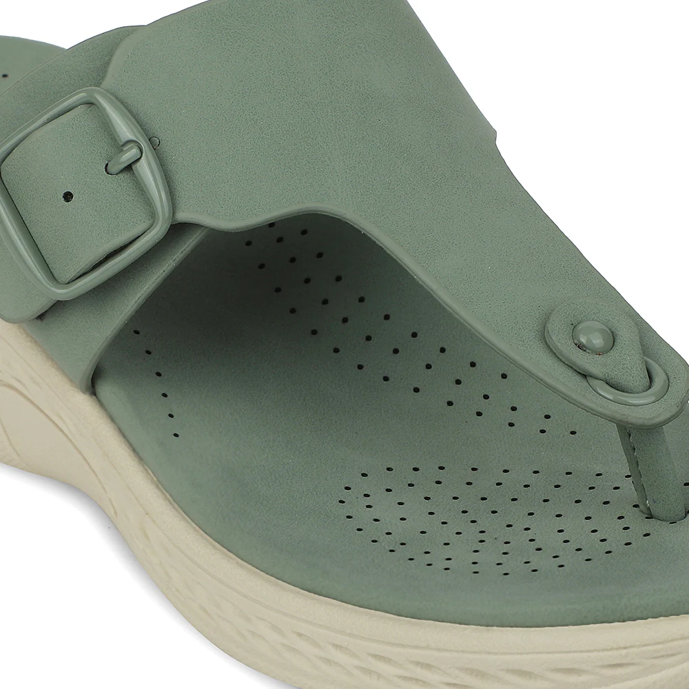 Healers Sea Green Wedge Heel Sandal For Women ZQ-FD-51 By Liberty - Image 5