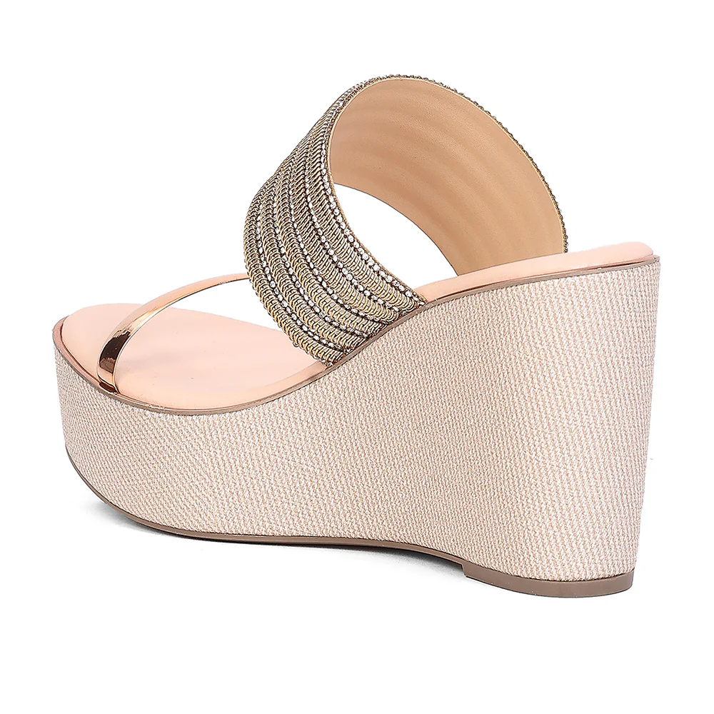 Healers STY-113 Women's Peach Casual Wedge Heeled Sandals - PARTY EDIT Special - Image 3