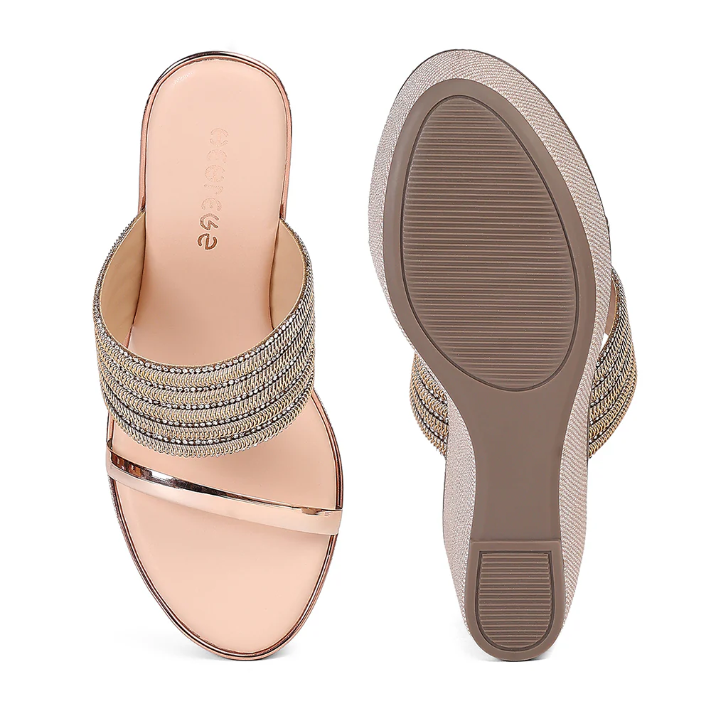 Healers STY-113 Women's Peach Casual Wedge Heeled Sandals - PARTY EDIT Special - Image 4
