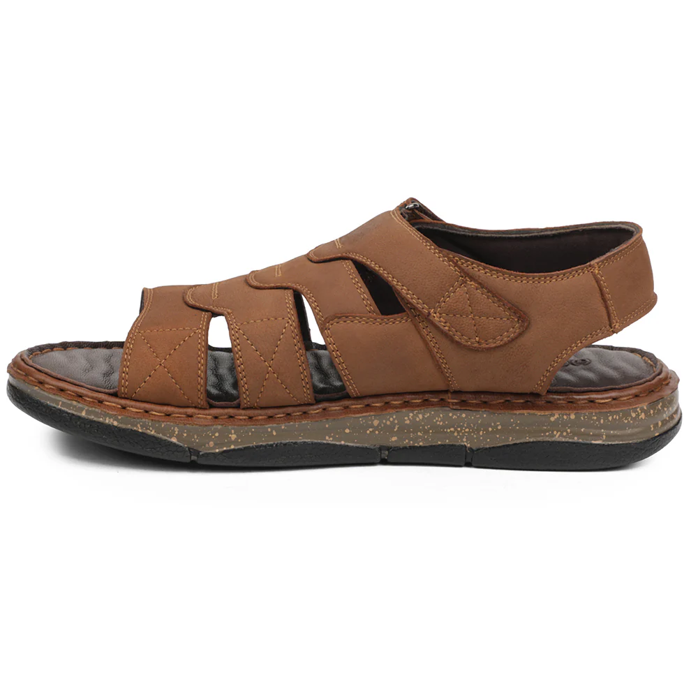 Healers Tan Casual Flat Sandal For Men ASL-7 By Liberty - Image 3