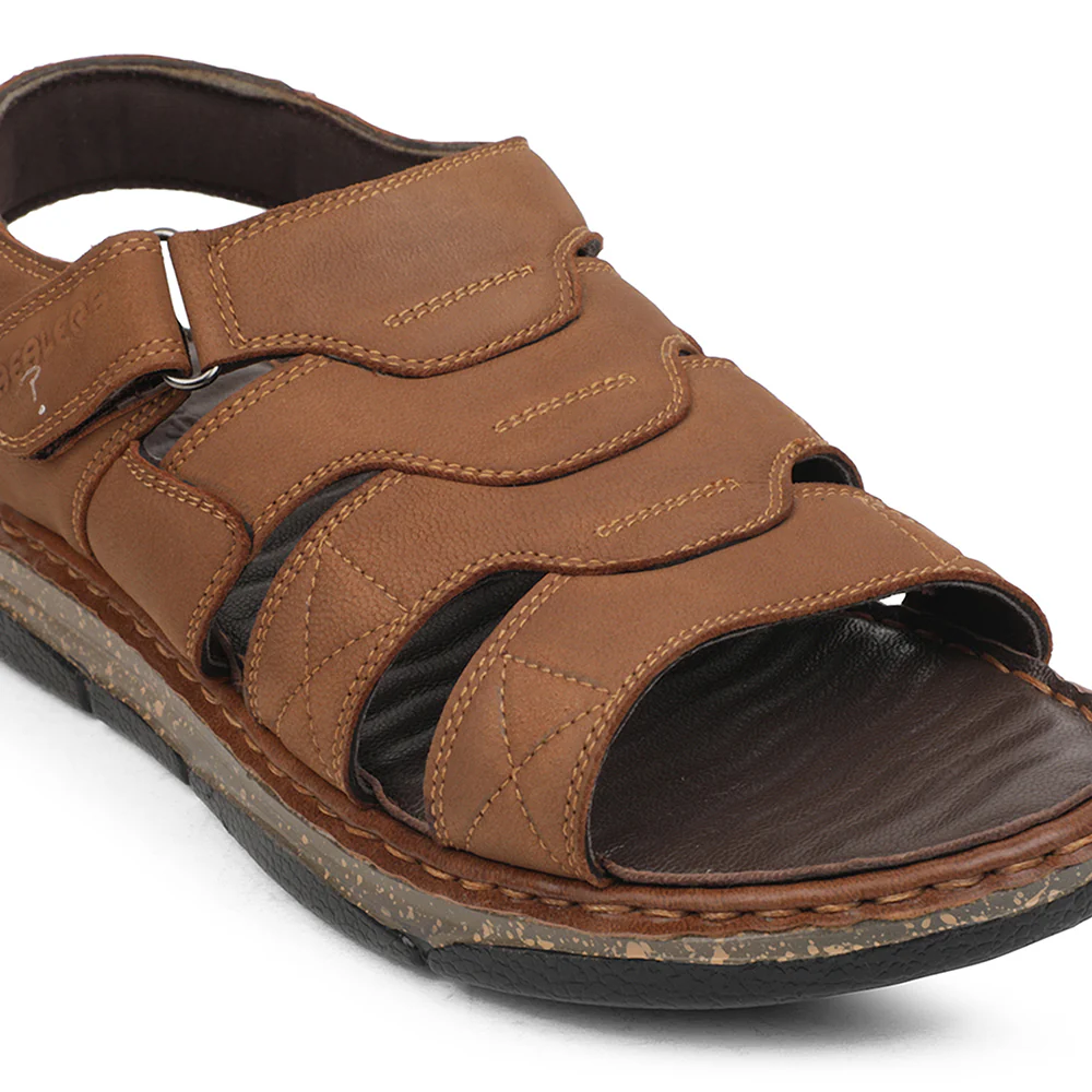 Healers Tan Casual Flat Sandal For Men ASL-7 By Liberty - Image 4