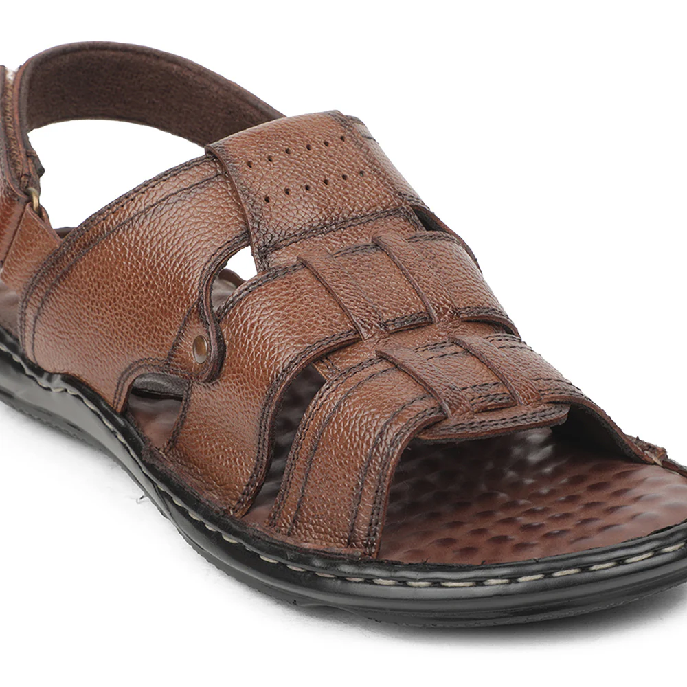 Healers Tan Casual Flat Sandal For Men DSL-5 By Liberty - Image 5