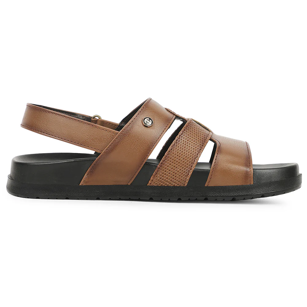 Healers Tan Casual Flat Sandal for Men LEEKSER-1E by Liberty - Image 3