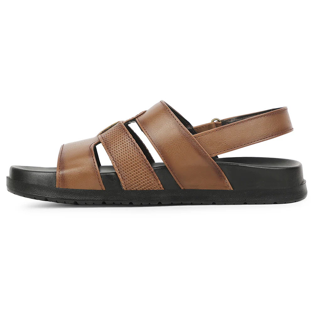 Healers Tan Casual Flat Sandal for Men LEEKSER-1E by Liberty - Image 4