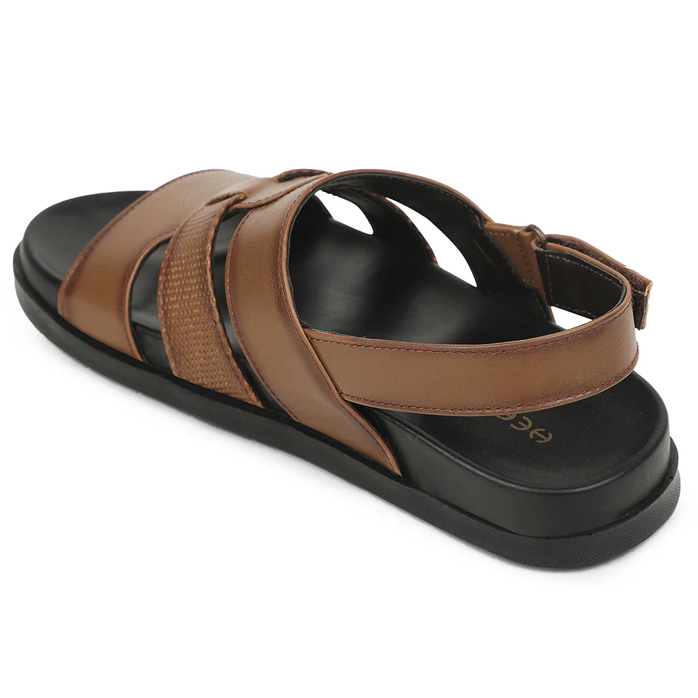 Healers Tan Casual Flat Sandal for Men LEEKSER-1E by Liberty - Image 5