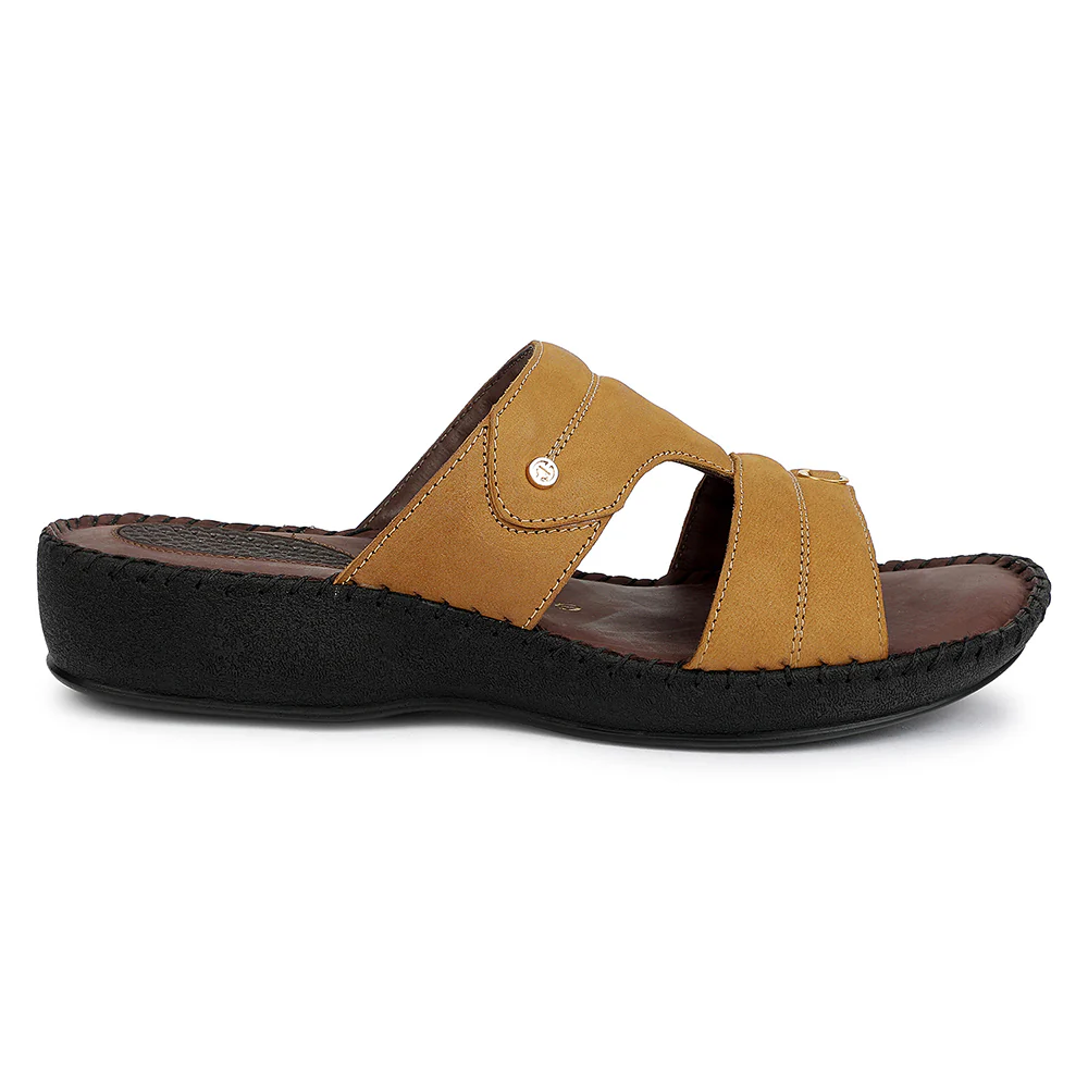 Healers Tan Casual Flat Sandal for Women JFL-80 by Liberty - Image 2