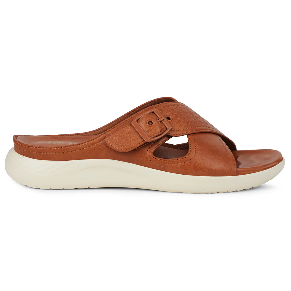 Healers Tan Casual Flat Sandal For Women ZQ-DM-02 By Liberty - Image 2