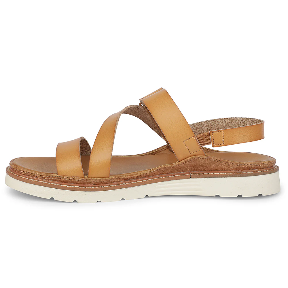 Healers Tan Casual Flat Sandal for Women ZQ-HDSN-07 by Liberty - Image 3