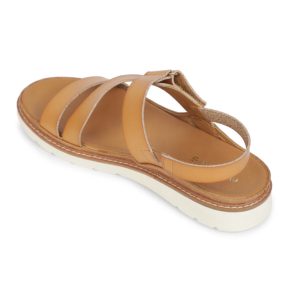 Healers Tan Casual Flat Sandal for Women ZQ-HDSN-07 by Liberty - Image 4