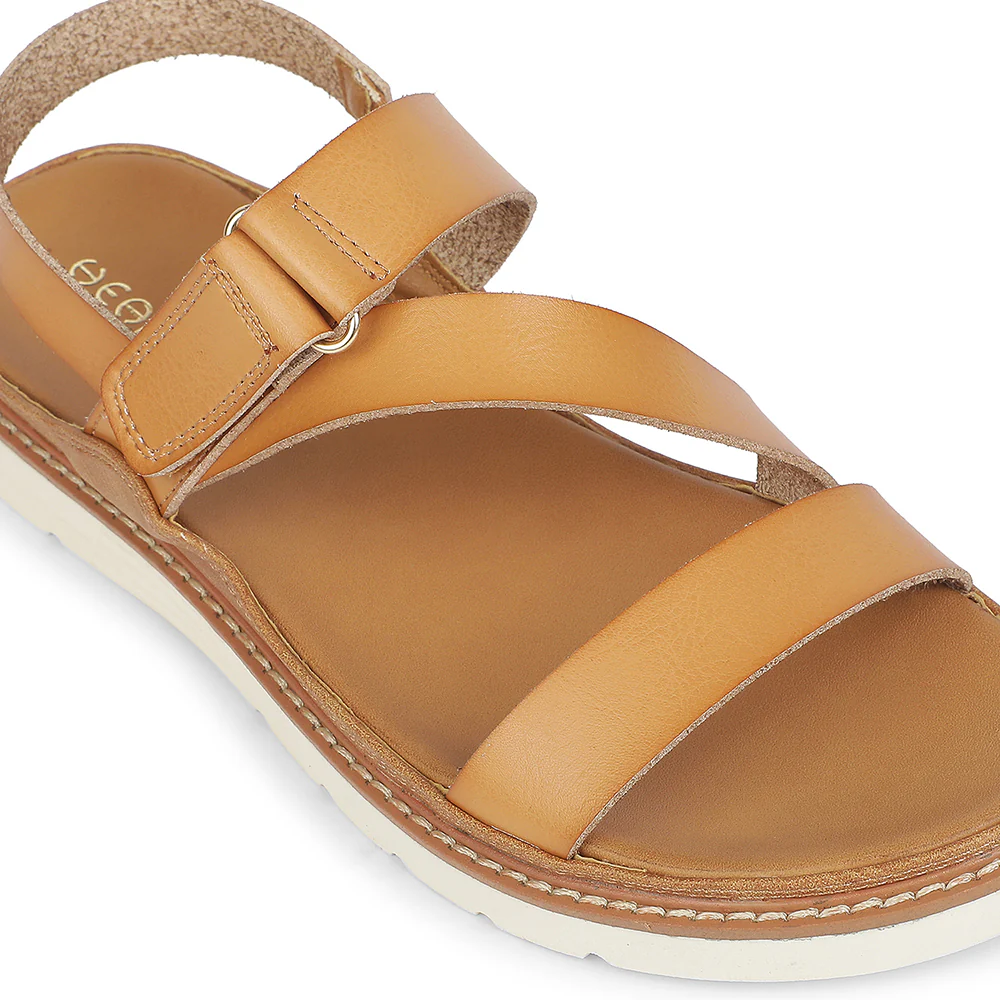Healers Tan Casual Flat Sandal for Women ZQ-HDSN-07 by Liberty - Image 5