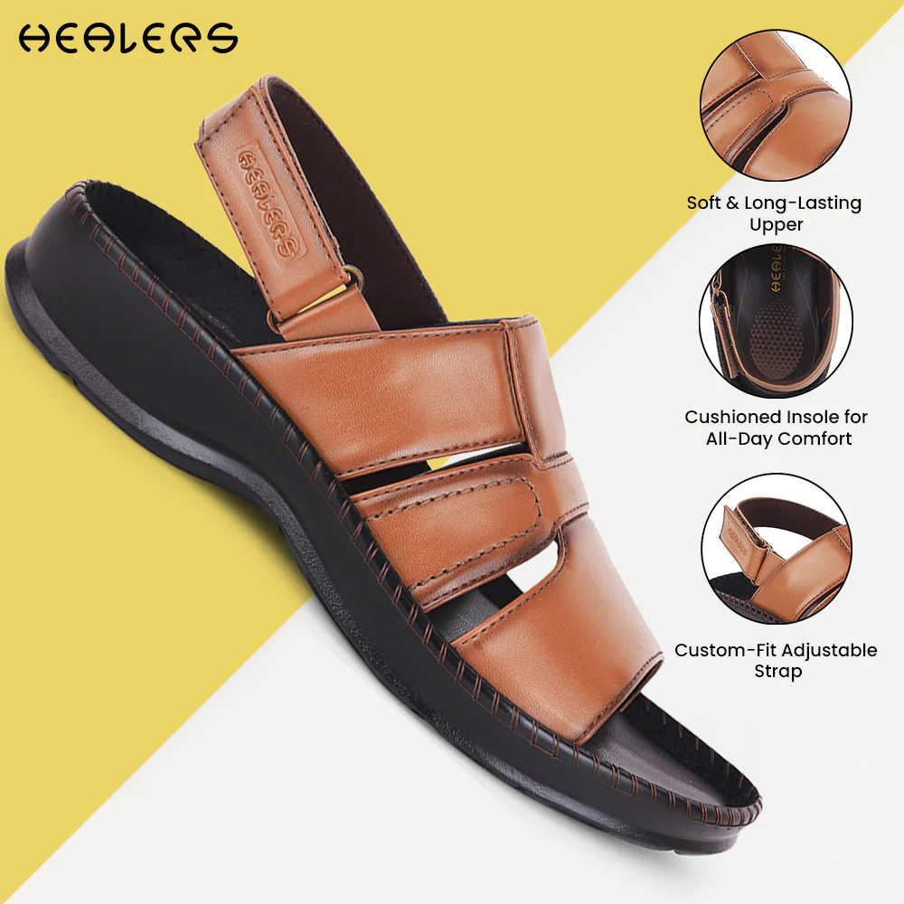 Healers Tan Casual Sandal For Men STARC-1E By Liberty - Image 4