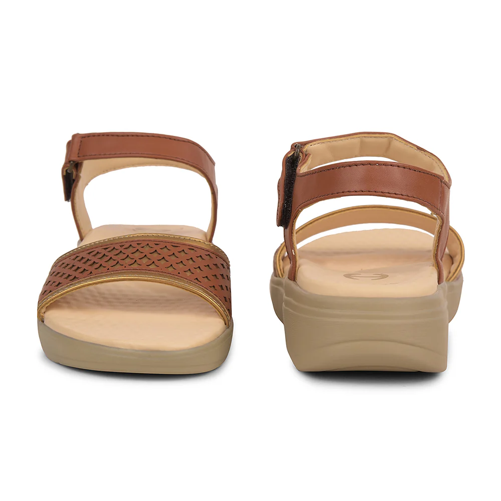 Healers Tan Casual Sandal For Women SOFTER-6W By Liberty - Image 6