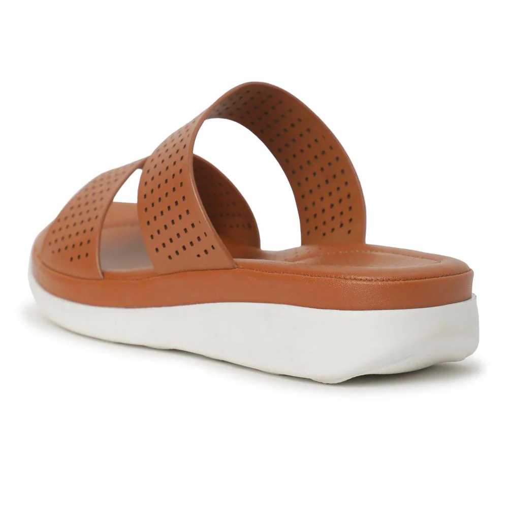 Healers Tan Casual Slippers For Women JD-38 By Liberty - Image 3