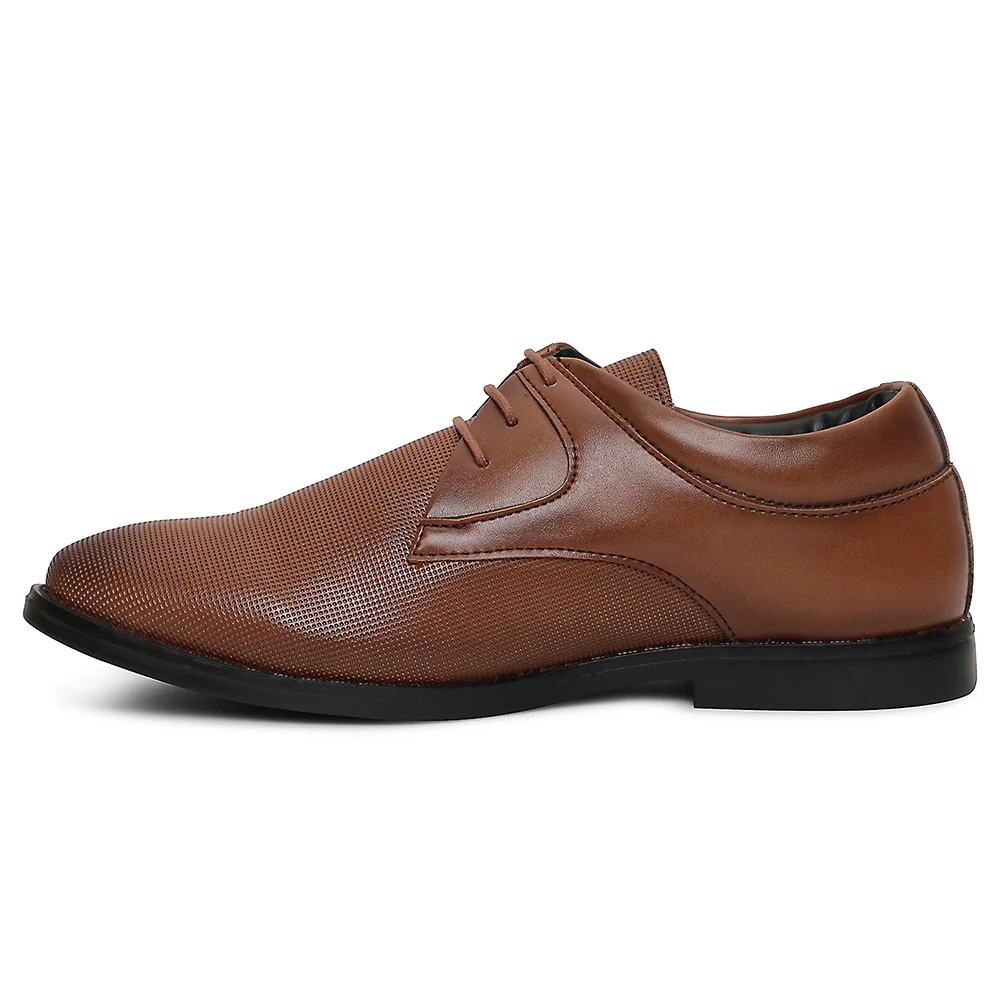 Healers Tan Formal Lacing Derby Shoes For Men DERBO-10E By Liberty - Image 3