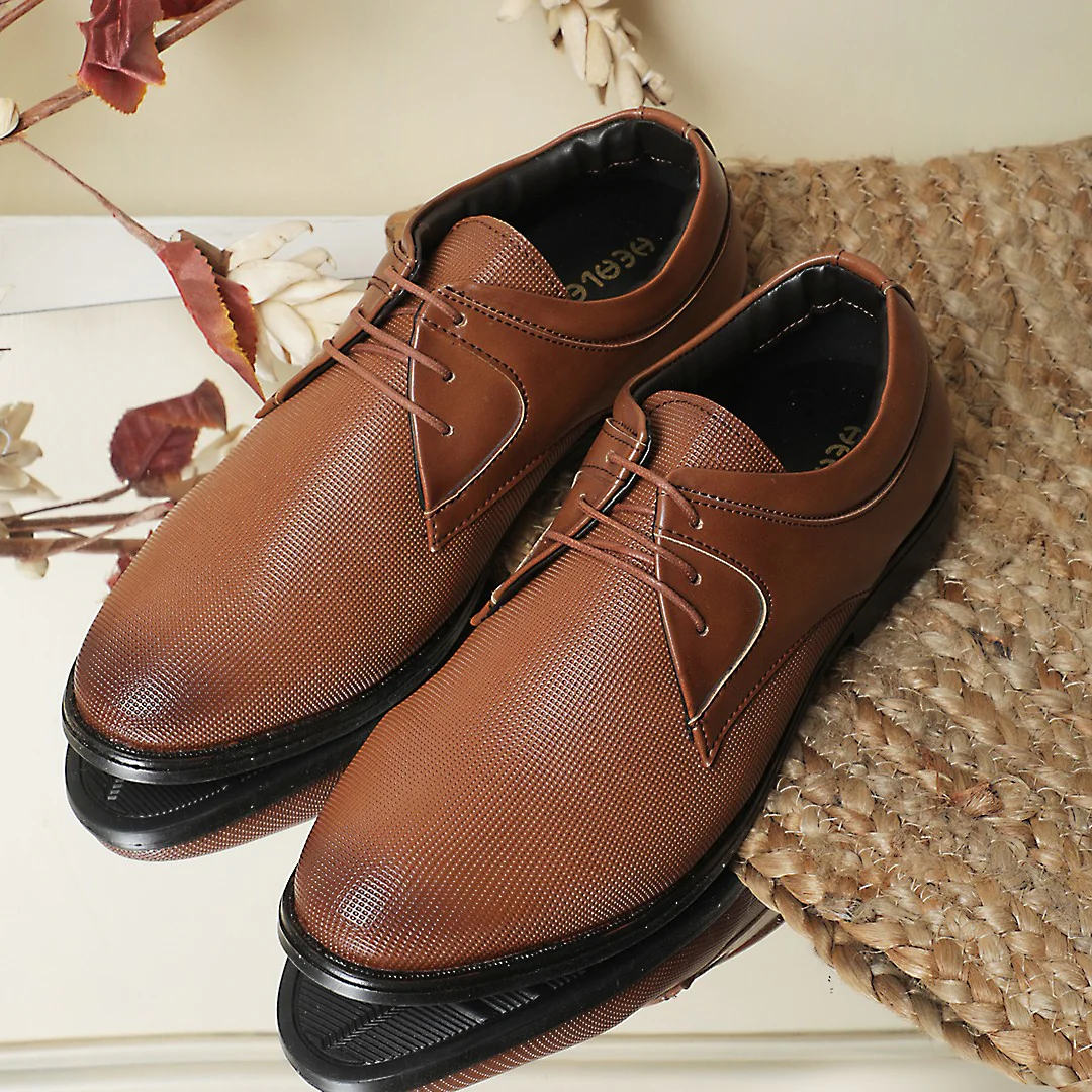 Healers Tan Formal Lacing Derby Shoes For Men DERBO-10E By Liberty - Image 4