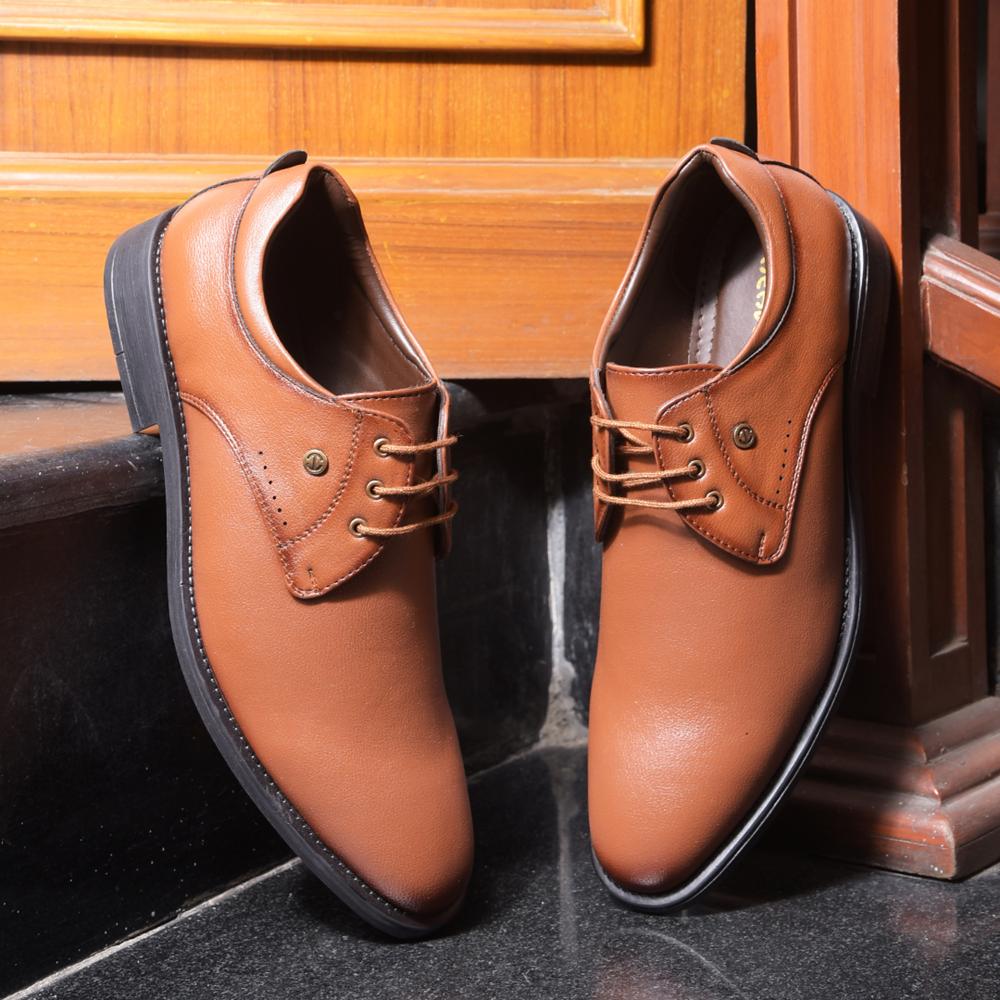 Healers Tan Formal Lacing Derby Shoes For Men SAGAR-16 By Liberty - Image 4