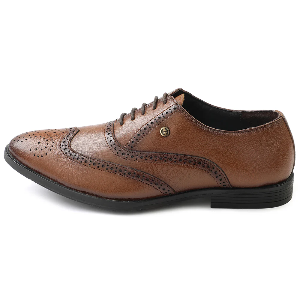 Healers Tan Formal Lacing Oxford Shoes For Men SAGAR-15 By Liberty - Image 3
