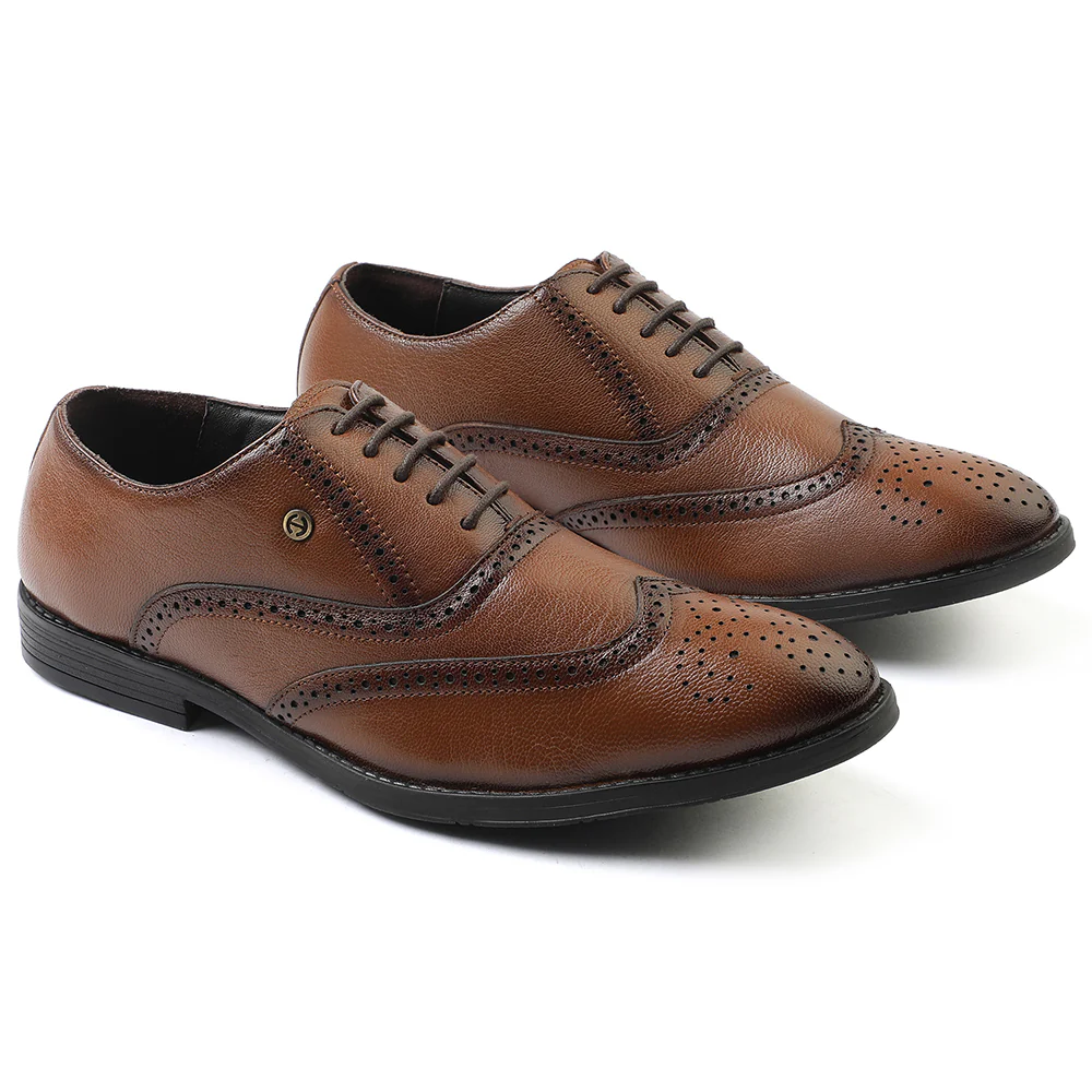 Healers Tan Formal Lacing Oxford Shoes For Men SAGAR-15 By Liberty - Image 5